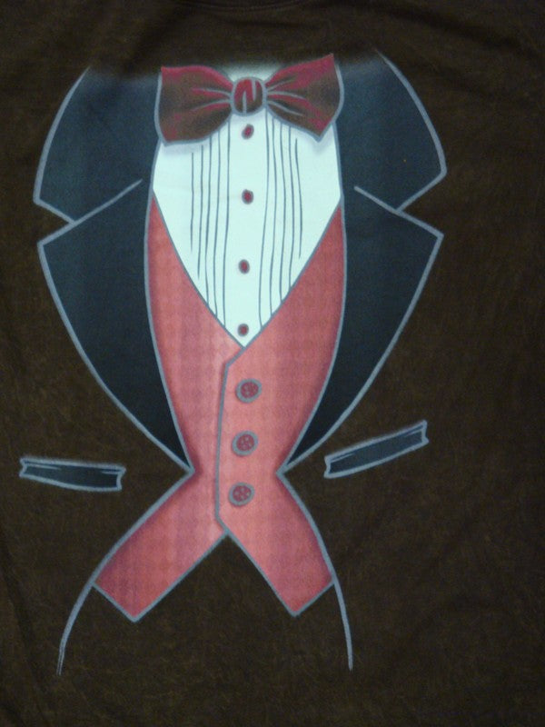 Vintage Distressed Tuxedo T-Shirt (Brown)