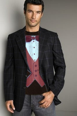 Vintage Distressed Tuxedo T-Shirt (Brown)