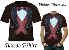 Vintage Distressed Tuxedo T-Shirt (Brown)