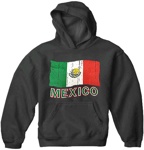 Vintage Mexico Waving Flag Adult Hoodie