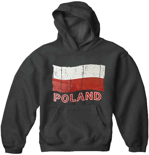 Vintage Poland Waving Flag Adult Hoodie