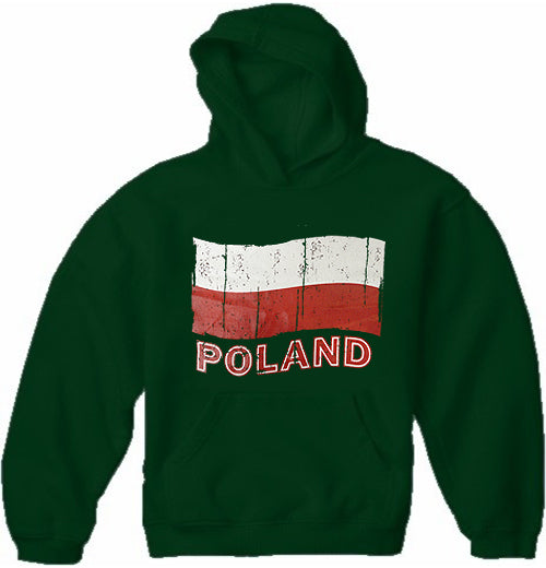 Vintage Poland Waving Flag Adult Hoodie
