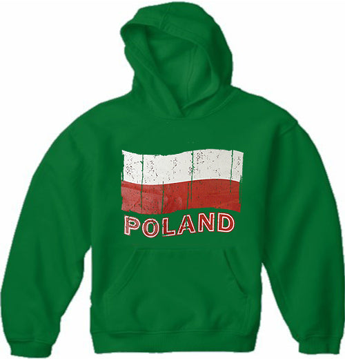 Vintage Poland Waving Flag Adult Hoodie