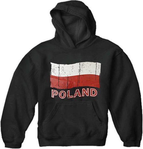 Vintage Poland Waving Flag Adult Hoodie