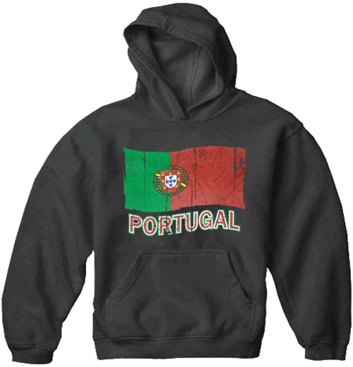Vintage Portugal Waving Flag Adult Hoodie