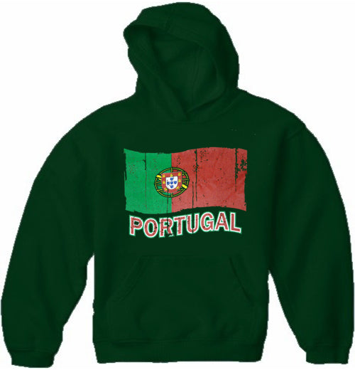 Vintage Portugal Waving Flag Adult Hoodie