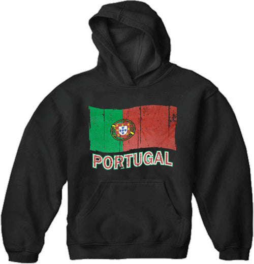 Vintage Portugal Waving Flag Adult Hoodie