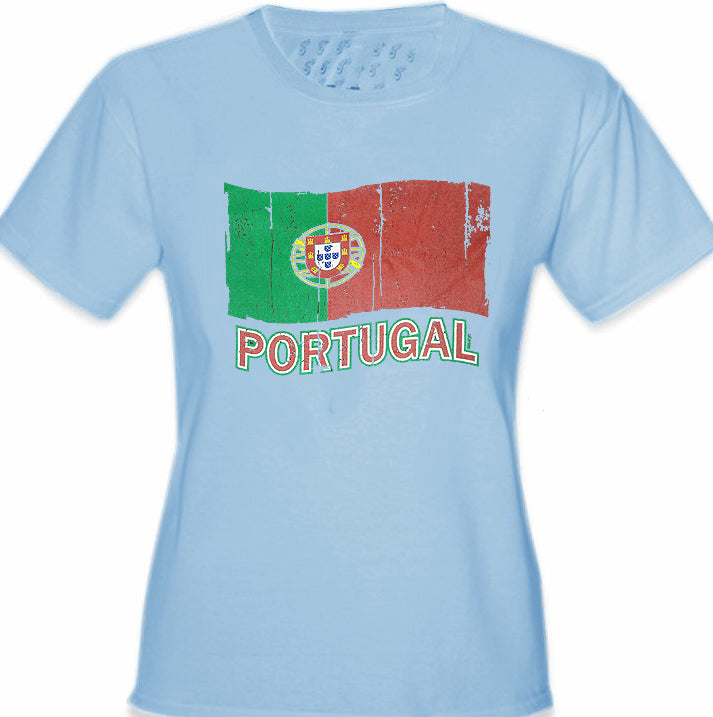 Vintage Portugal Waving Flag Girl's T-Shirt