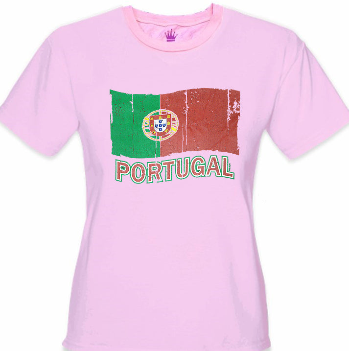 Vintage Portugal Waving Flag Girl's T-Shirt