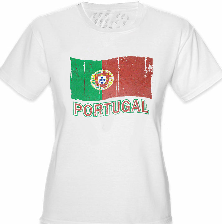 Vintage Portugal Waving Flag Girl's T-Shirt