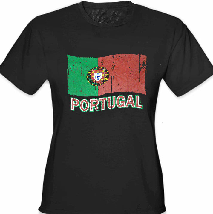 Vintage Portugal Waving Flag Girl's T-Shirt