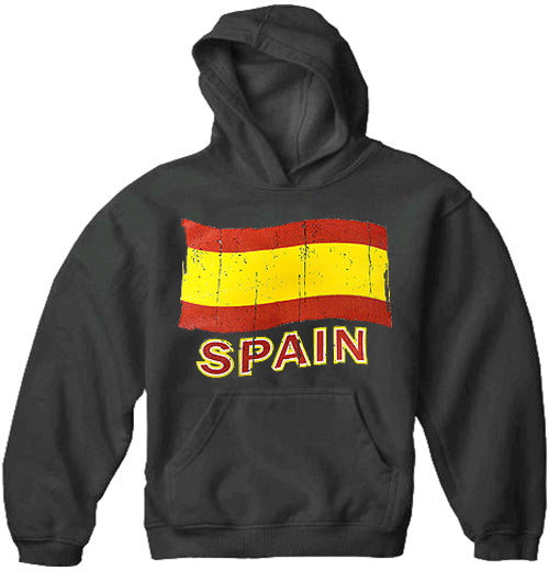 Vintage Spain Waving Flag Adult Hoodie