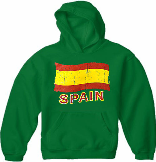 Vintage Spain Waving Flag Adult Hoodie