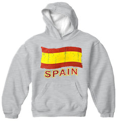 Vintage Spain Waving Flag Adult Hoodie
