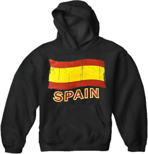 Vintage Spain Waving Flag Adult Hoodie