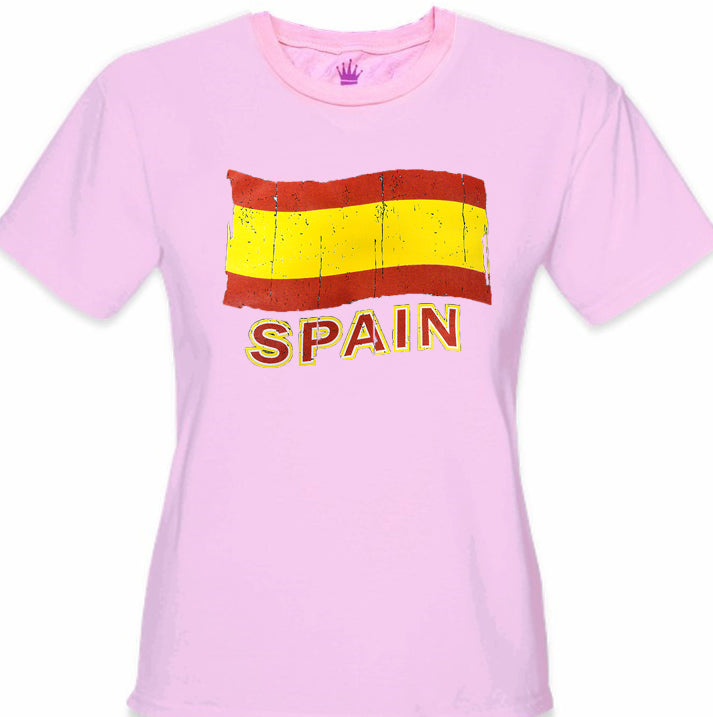 Vintage Spain Waving Flag Girl's T-Shirt