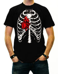 Walking Dead Men's T-Shirt with Exposed Ribs and Heart
