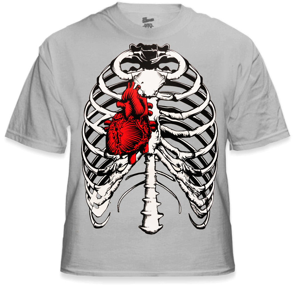 Walking Dead Men's T-Shirt with Exposed Ribs and Heart