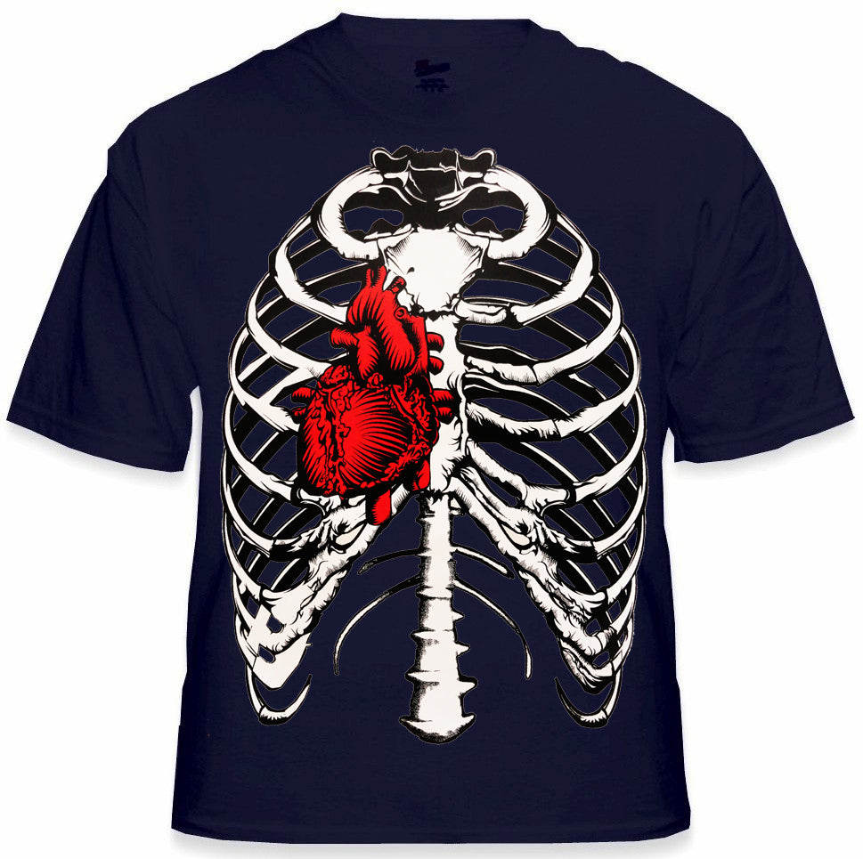 Walking Dead Men's T-Shirt with Exposed Ribs and Heart