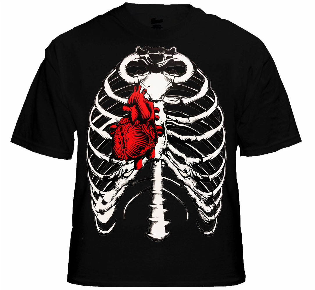 Walking Dead Men's T-Shirt with Exposed Ribs and Heart