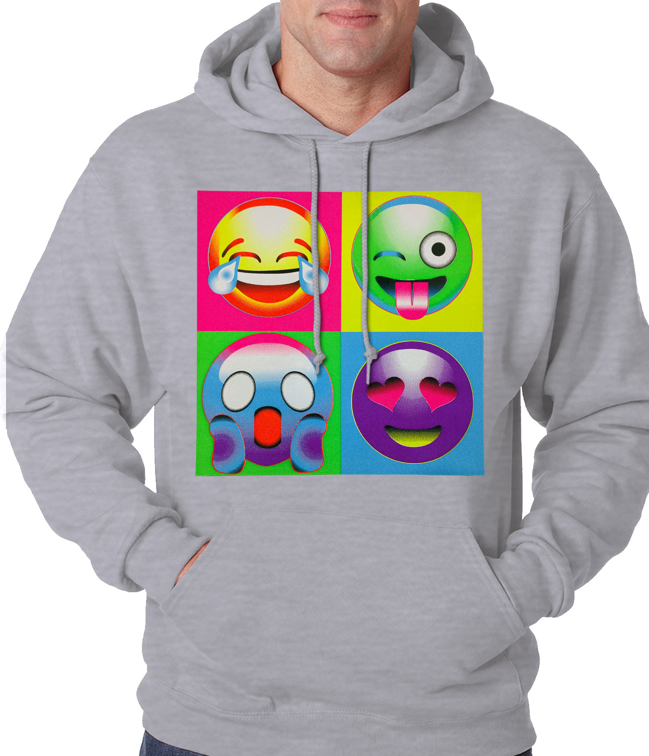 Block Print Emoji Faces Adult Hoodie