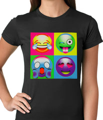 Block Print Emoji Faces Ladies T-shirt