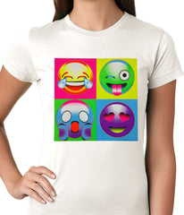Block Print Emoji Faces Ladies T-shirt
