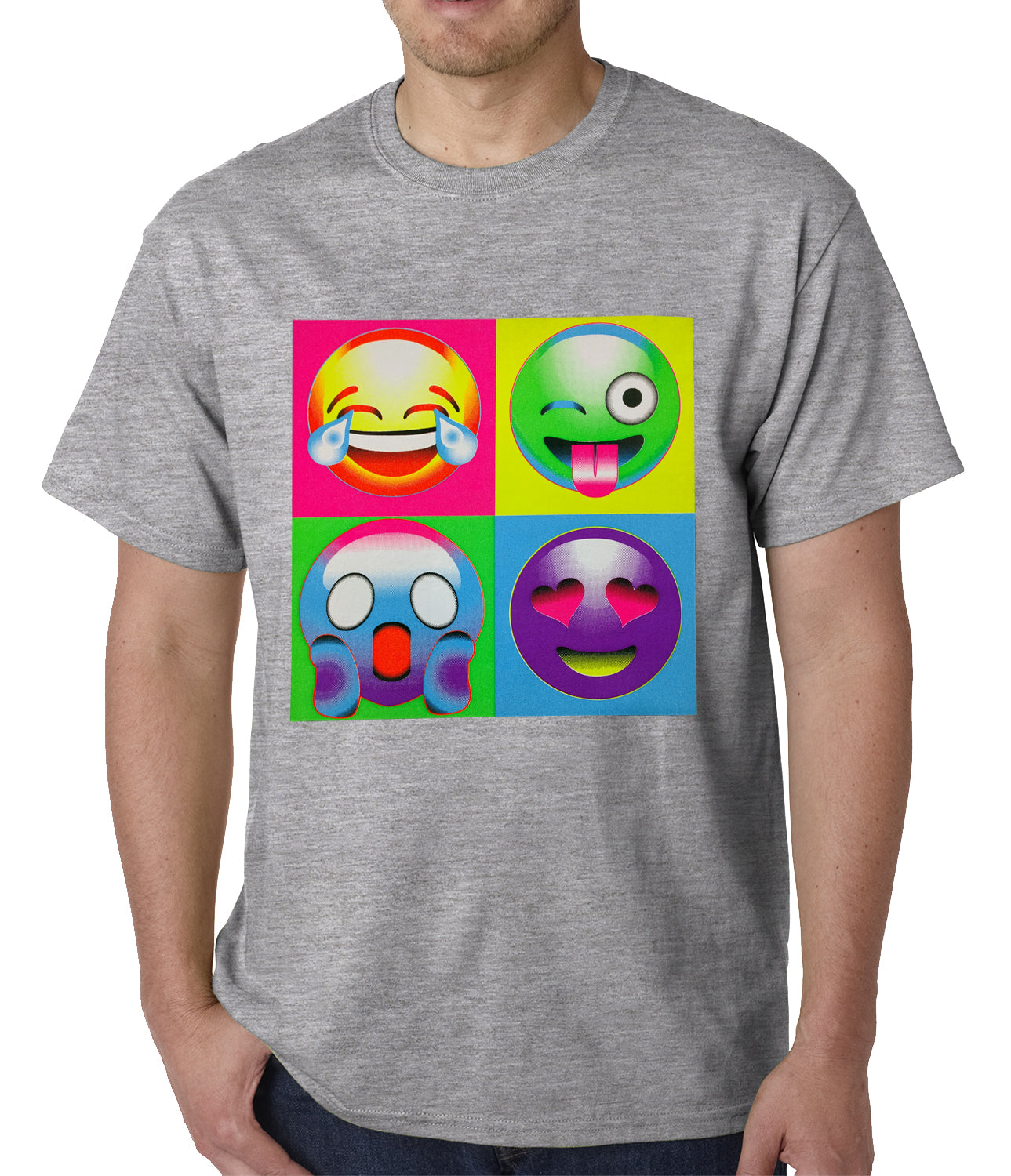 Block Print Emoji Faces Mens T-shirt