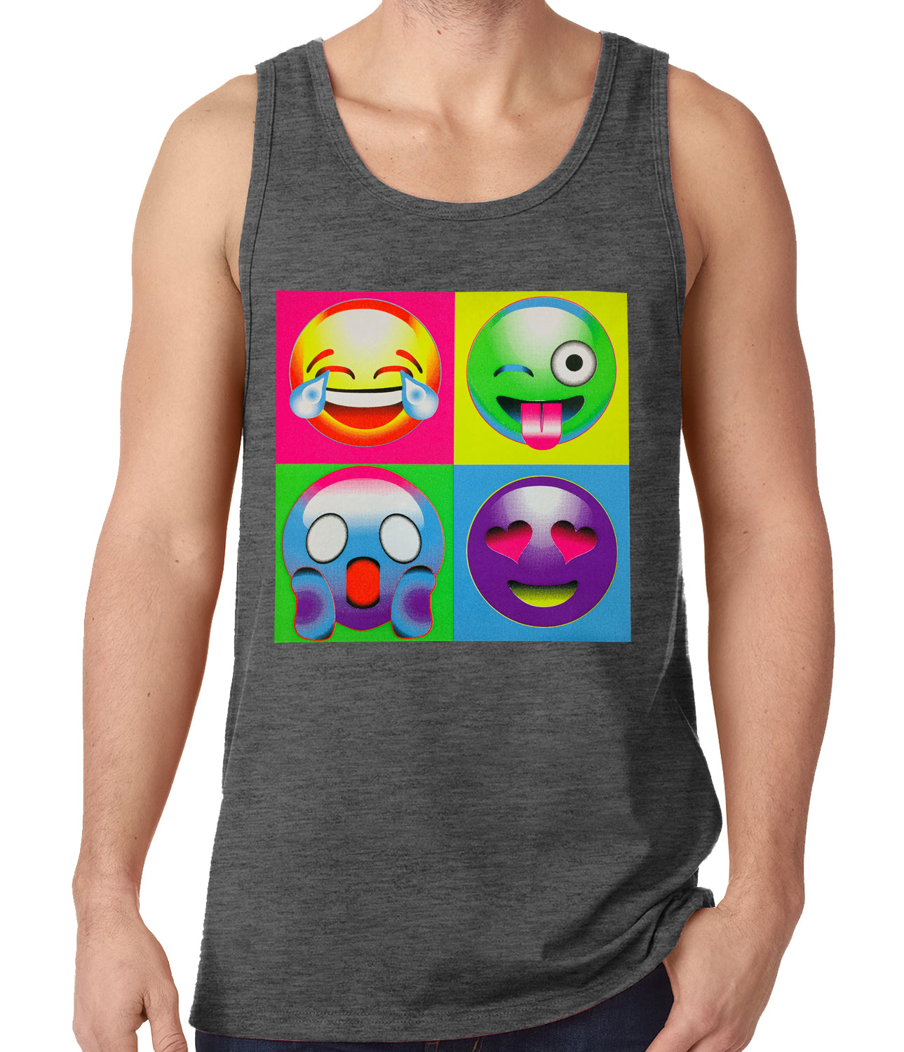 Block Print Emoji Faces Tank Top