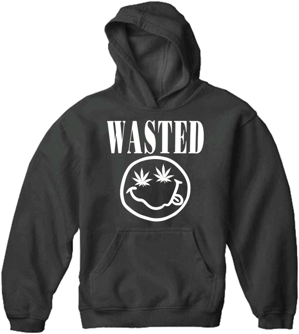 Wasted Pot Leaf Smiley Face Adult Hoodie