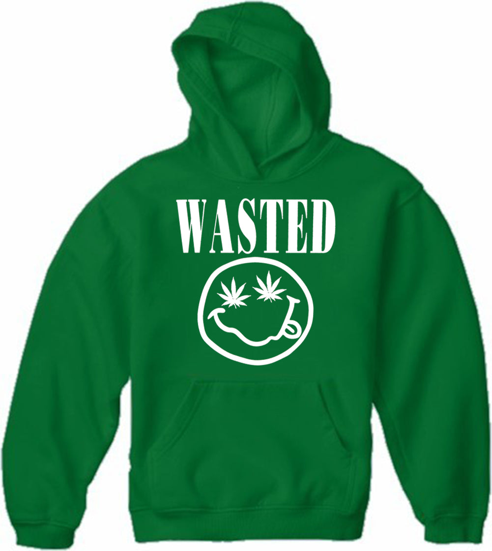 Wasted Pot Leaf Smiley Face Adult Hoodie