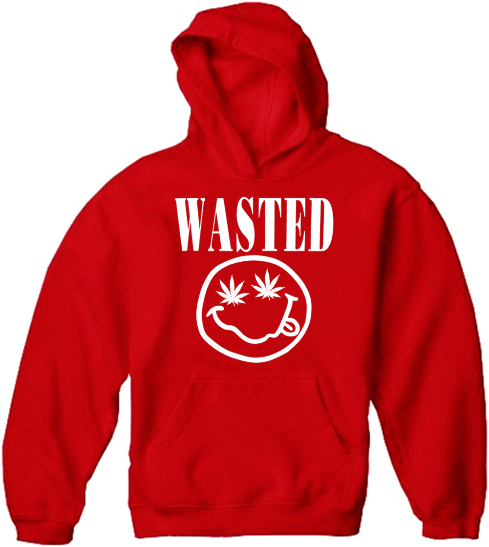 Wasted Pot Leaf Smiley Face Adult Hoodie