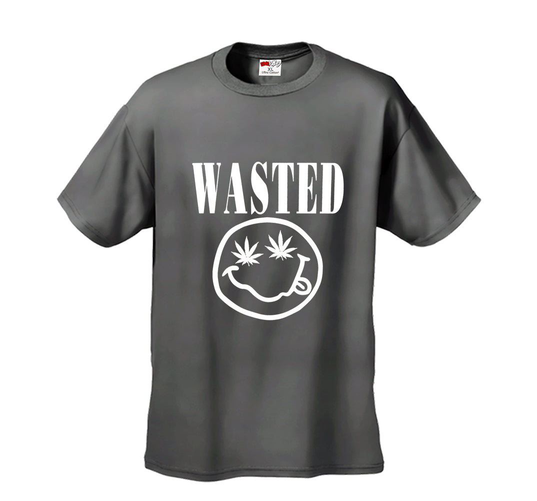 Wasted Pot Leaf Smiley Face Men's T-Shirt