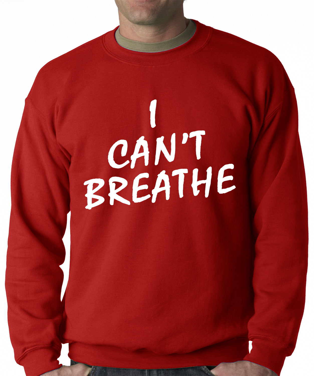 White Print I Can't Breathe Adult Crewneck Sweatshirt