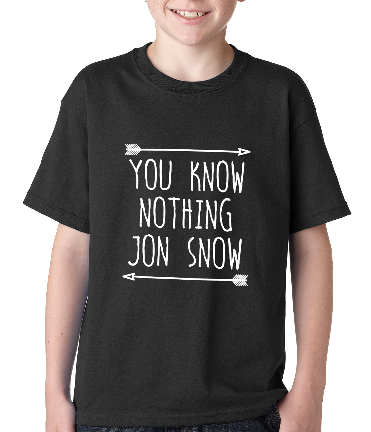(White Print) You Know Nothing Jon Snow Kids T-shirt