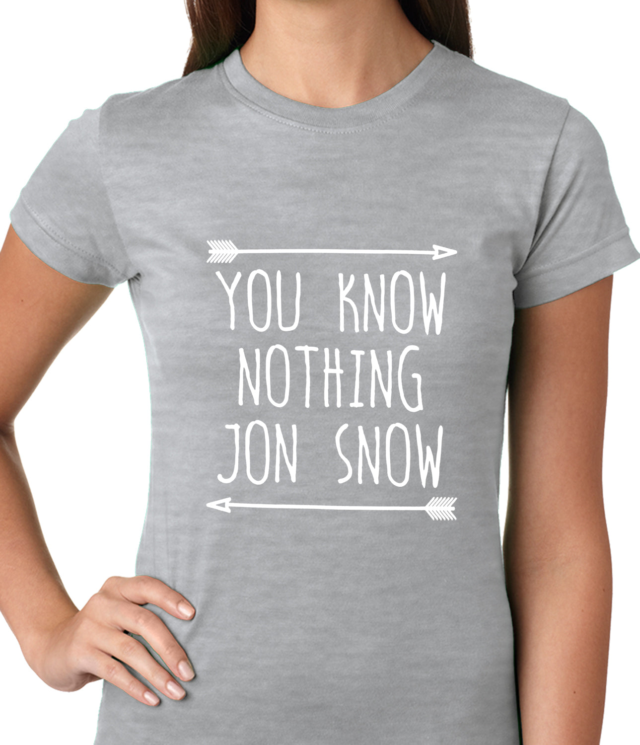 (White Print) You Know Nothing Jon Snow Ladies T-shirt