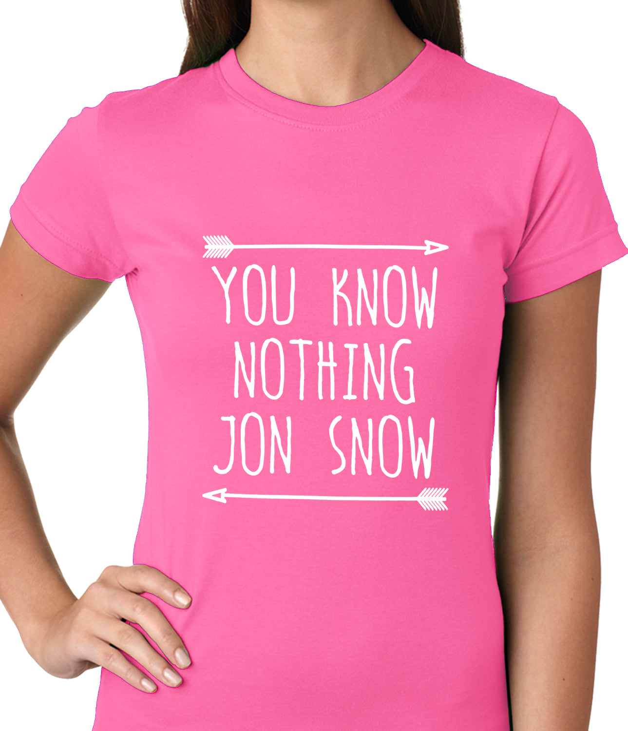 (White Print) You Know Nothing Jon Snow Ladies T-shirt
