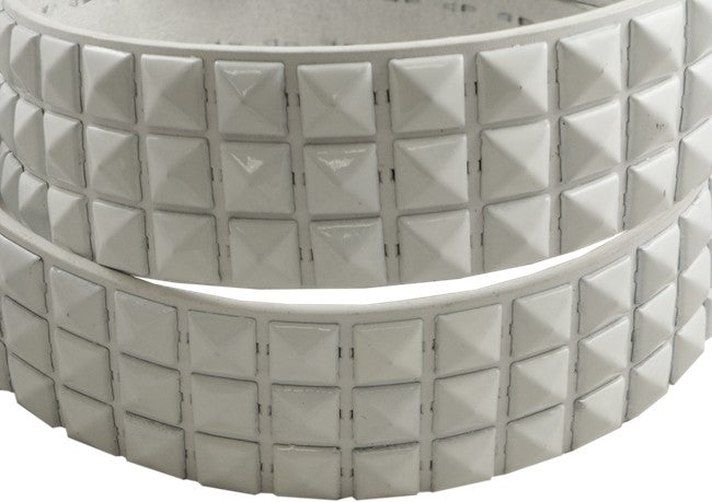 Classic White Pyramid Studded Leather Belt