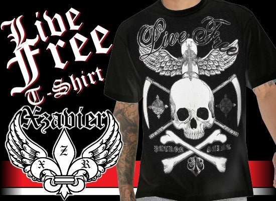 Xzavier "Live Free" T-Shirt (Black/Silver)