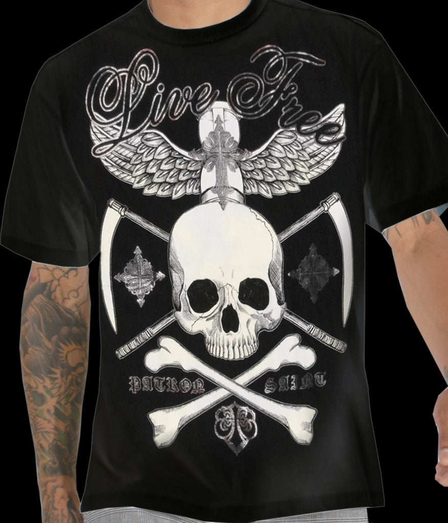 Xzavier "Live Free" T-Shirt (Black/Silver)