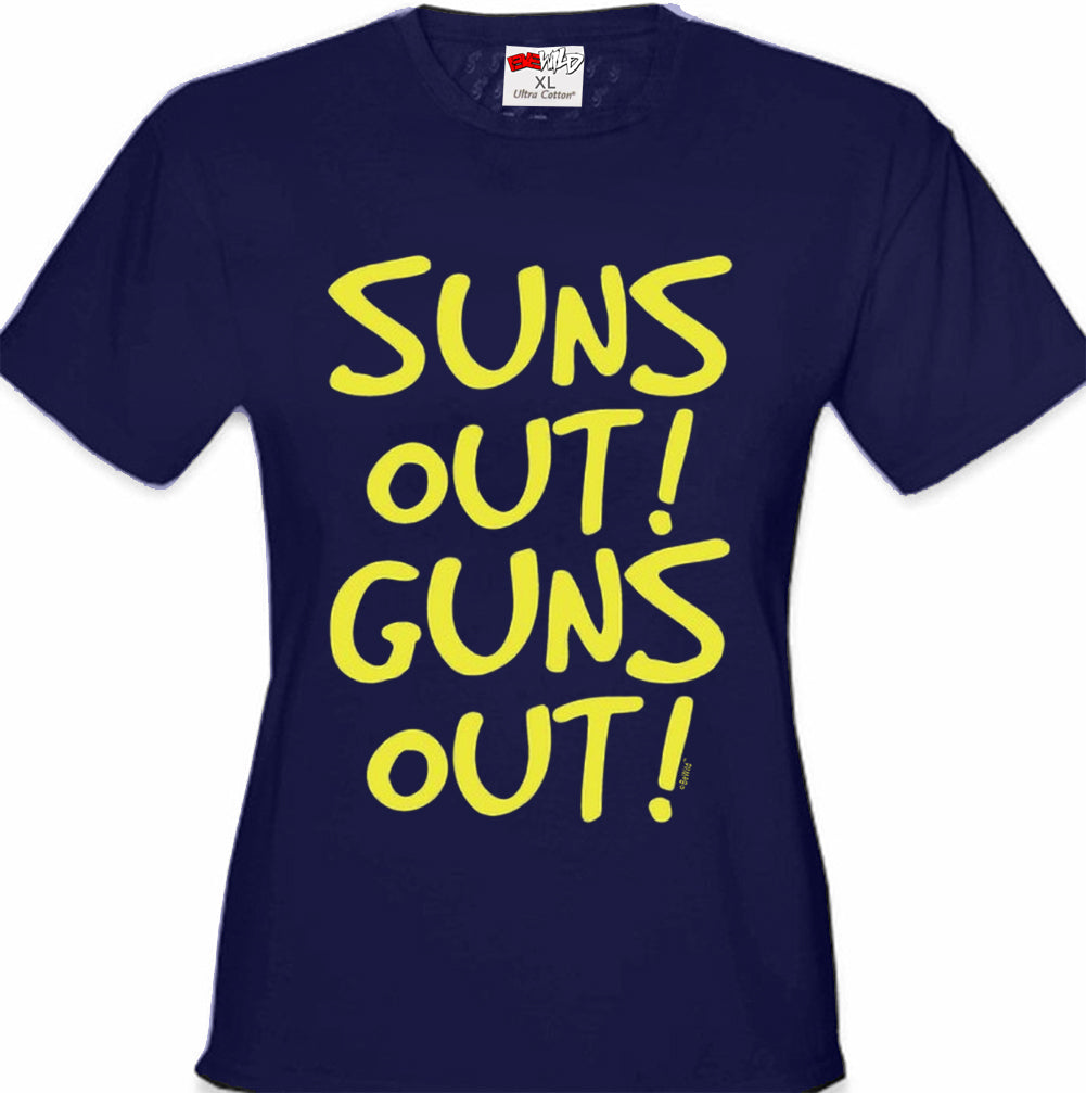 Yellow Print Sun's Out Guns Out Girl's T-Shirt