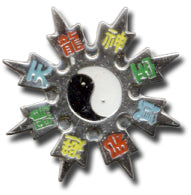 Ying Yang Throwing Star Lapel Pin