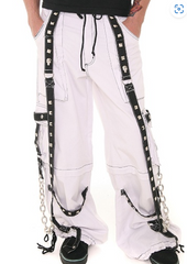 Tripp Darkstreet NYC -  "Pyramid Stud" Bondage Pants (white/Black)