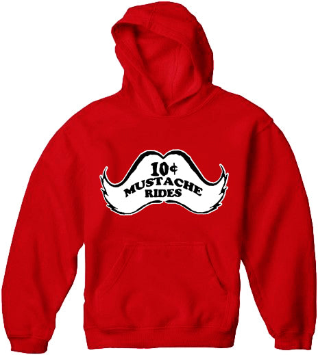 10 Cent Mustache Rides Adult Hoodie Red 