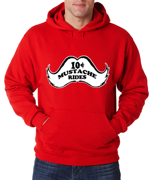 10 Cent Mustache Rides Adult Hoodie Red 