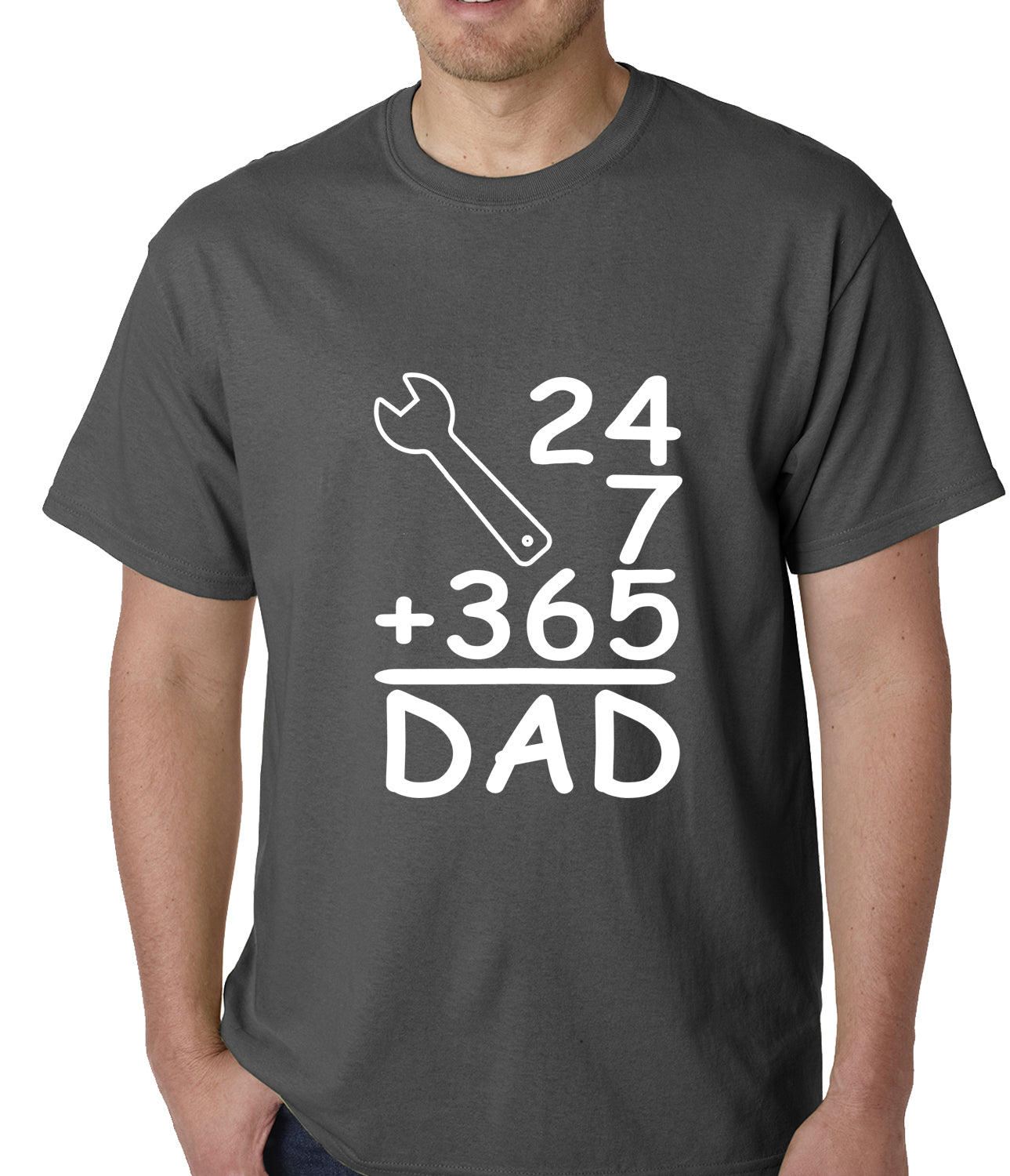 24+7+365 = Dad Father's Day Mens T-shirt Charcoal Grey