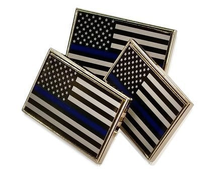 3 Pack of Thin Blue Line American Flag Police Support Lapel Pins