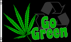 3 x 5 Go Green Pot Leaf Flag
