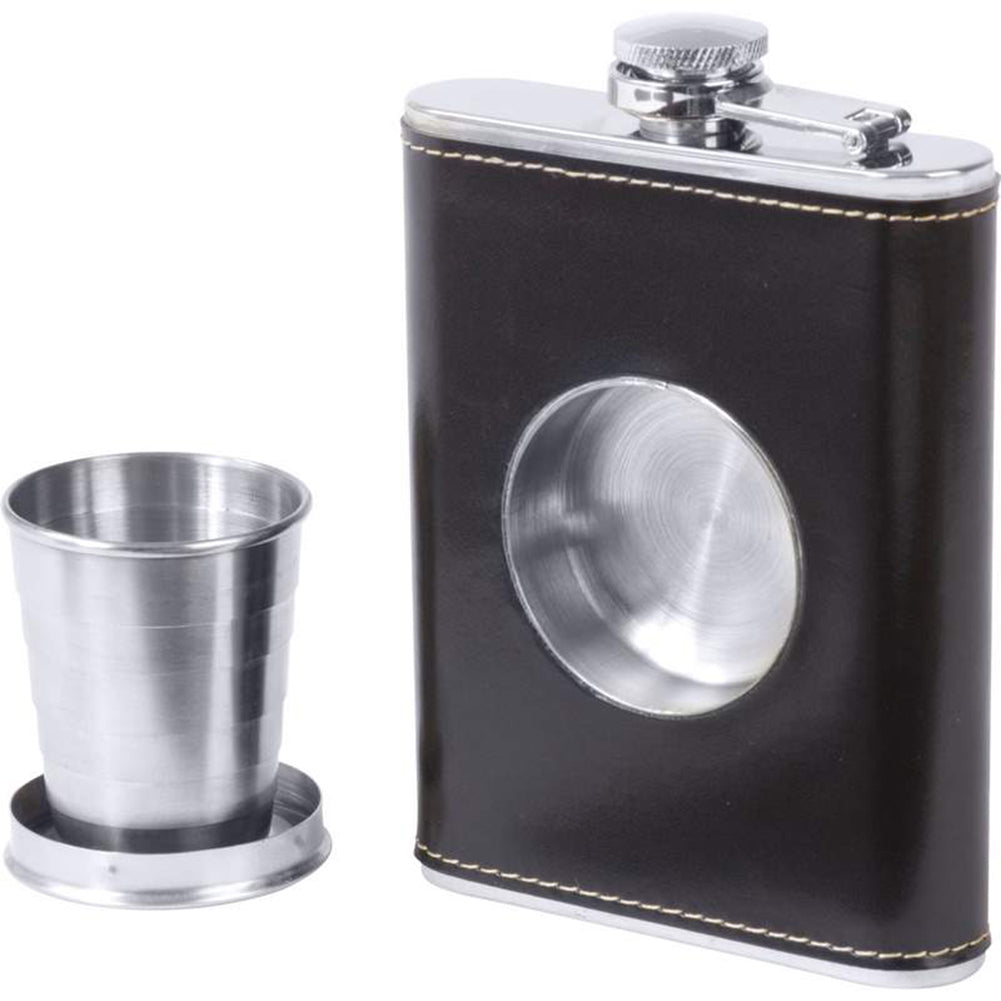 6.8oz Stainless Steel Flask with Built-In Cup