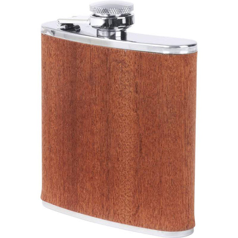 6oz Stainless Steel Flask with Real Sapele Wood Wrap
